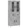 Image de vidaXL Buffet Haut, Armoire avec Pieds, Meuble de Rangement, Organisateur de Salon Salle de Séjour Intérieur, Gris Béton Bois d'Ingénierie
