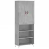 Image de vidaXL Buffet Haut, Armoire de Rangement avec Pieds, Meuble de Rangement, Organisateur Salon Salle de Séjour, Industriel, Gris Béton Bois d'Ingénierie