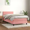 Image de vidaXL Sommier à lattes de lit avec matelas Rose 90x200 cm Velours