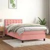 Image de vidaXL Sommier à lattes de lit avec matelas Rose 90x190 cm Velours