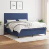 Image de vidaXL Sommier à lattes de lit avec matelas Bleu 180x200 cm Tissu