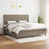 Image de vidaXL Sommier à lattes de lit avec matelas Taupe 200x200 cm Tissu