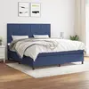 Image de vidaXL Sommier à lattes de lit avec matelas Bleu 180x200 cm Tissu