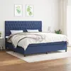 Image de vidaXL Sommier à lattes de lit avec matelas Bleu 200x200 cm Tissu