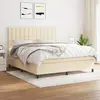 Image de vidaXL Sommier à lattes de lit avec matelas Crème 160x200 cm Tissu