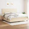Image de vidaXL Sommier à lattes de lit avec matelas Crème 200x200 cm Tissu