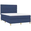 Image de vidaXL Sommier à Lattes de lit avec Matelas Bleu 140x190 cm Tissu