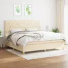 Image de vidaXL Sommier à lattes de lit avec matelas Crème 200x200 cm Tissu