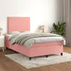 Image de vidaXL Sommier à lattes de lit avec matelas Rose 120x200 cm Velours