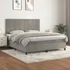 Image de vidaXL Sommier à lattes de lit et matelas Gris clair 160x200cm Velours
