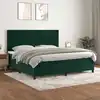 Image de vidaXL Sommier à lattes de lit et matelas Vert foncé 200x200cm Velours