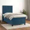 Image de vidaXL Sommier à lattes de lit avec matelas Bleu foncé 90x190 cm