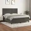 Image de vidaXL Sommier à lattes de lit et matelas Gris foncé 160x200cm Velours