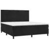Image de vidaXL Sommier à Lattes de Lit avec Matelas, Lit Rembourré, Lit Double, Lit Adulte de Chambre à Coucher Intérieur, Moderne, Noir 180x200 cm Velours