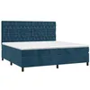 Image de vidaXL Sommier à Lattes de Lit avec Matelas, Lit Rembourré, Lit Double, Lit Adulte de Chambre à Coucher Intérieur, Moderne, Bleu Foncé 200x200cm Velours