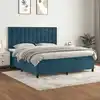 Image de vidaXL Sommier à lattes de lit et matelas Bleu foncé 160x200cm Velours