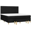 Image de vidaXL Sommier à Lattes de Lit avec Matelas, Lit Rembourré, Lit Double, Lit Adulte de Chambre à Coucher Intérieur, Moderne, Noir 180x200 cm Tissu