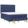 Image de vidaXL Sommier à Lattes de Lit avec Matelas, Lit Rembourré, Lit Double, Lit Adulte de Chambre à Coucher Intérieur, Moderne, Bleu 140x200 cm Tissu