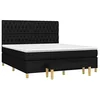 Image de vidaXL Sommier à Lattes de Lit avec Matelas, Lit Rembourré, Lit Double, Lit Adulte de Chambre à Coucher Intérieur, Moderne, Noir 180x200 cm Tissu