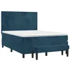 Image de vidaXL Sommier à Lattes de Lit avec Matelas, Lit Rembourré, Lit Double, Lit Adulte de Chambre à Coucher Intérieur, Moderne, Bleu Foncé 140x200cm Velours