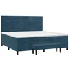 Image de vidaXL Sommier à Lattes de Lit avec Matelas, Lit Rembourré, Lit Double, Lit Adulte de Chambre à Coucher Intérieur, Moderne, Bleu Foncé 200x200cm Velours