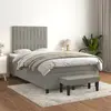 Image de vidaXL Sommier à lattes de lit et matelas Gris clair 120x200cm Velours