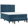 Image de vidaXL Sommier à Lattes de Lit avec Matelas, Lit Rembourré, Lit Double, Lit Adulte de Chambre à Coucher Intérieur, Moderne, Bleu Foncé 140x200cm Velours