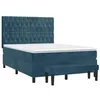 Image de vidaXL Sommier à Lattes de Lit avec Matelas, Lit Rembourré, Lit Double, Lit Adulte de Chambre à Coucher Intérieur, Moderne, Bleu Foncé 140x200cm Velours