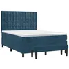 Image de vidaXL Sommier à Lattes de lit et Matelas Bleu foncé 140x190cm Velours