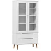 Image de Armoire à vitrine MOLDE Blanc 90x35x175 cm Bois de pin massif