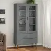 Image de vidaXL Armoire à vitrine MOLDE Gris 90x35x175 cm Bois de pin massif