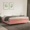 Image de vidaXL Sommier à lattes de lit avec matelas Rose 200x200 cm Velours