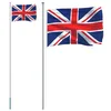 Image de vidaXL Drapeau du Royaume-Uni et mât 6,08 m Aluminium, Drapeau National, mât de Drapeau, mât de Drapeau de Jardin, Drapeau, mât de Drapeau de Festival