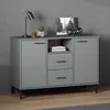 Image de vidaXL Buffet avec pieds en métal Gris 113x40x77 cm Bois massif OSLO