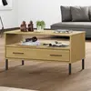 Image de vidaXL Table basse avec pieds en métal Marron 85x50x45 cm Bois OSLO
