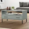 Image de vidaXL Table basse avec pieds en métal Gris 85x50x45 cm Bois OSLO