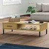 Image de vidaXL Table basse avec pieds en métal Marron Bois pin massif OSLO