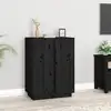 Image de vidaXL Buffet Noir 60x35x80 cm Bois massif de pin