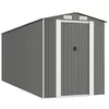 Image de vidaXL Abri de Jardin Cabane Maison de Stockage Remise d'Extérieur Hangar de Stockage d'Outils Gris Clair 192x523x223 cm Acier Galvanisé