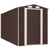 Image de vidaXL Abri de Jardin Marron foncé 192x440x223 cm Métal galvanisé