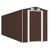 Image de vidaXL Abri de Jardin Cabane Maison de Stockage Remise d'Extérieur Hangar de Stockage d'Outils Marron Foncé 192x606x223 cm Acier Galvanisé