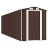 Image de vidaXL Abri de Jardin Cabane Maison de Stockage Remise d'Extérieur Hangar de Stockage d'Outils Marron Foncé 192x689x223 cm Acier Galvanisé