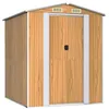Image de vidaXL Abri de Jardin Cabane Maison de Stockage Remise d'Extérieur Hangar de Stockage d'Outils Marron Clair 192x191x223 cm Acier Galvanisé