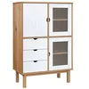 Image de vidaXL Buffet Haut Armoire de Rangement Organisateur de Maison Meuble de Salle de Séjour Intérieur Marron et Blanc 85x43x125 cm Bois Massif de Pin