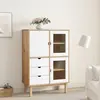 Image de vidaXL Buffet haut OTTA marron et blanc 85x43x125 cm bois massif pin