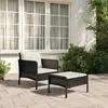 Image de vidaXL Salon de jardin 2 pcs avec coussins Noir Résine tressée