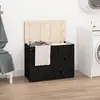 Image de vidaXL Boîte à linge Noir 88,5x44x66 cm Bois massif de pin