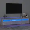 Image de vidaXL Meuble TV avec lumières LED Gris béton 195x35x40 cm