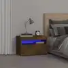 Image de vidaXL Table de chevet avec lumières LED Chêne fumé 60x35x40 cm