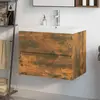 Image de vidaXL Meuble lavabo avec bassin intégré Chêne fumé Bois d'ingénierie